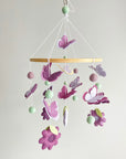 Purple mobile with butterflies and flowers