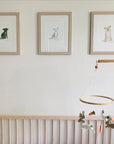 Minimalist bunny mobile with carrots