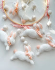Fairy mobile with bunnies in jabot and pink bows