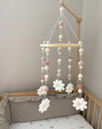 Mobile with daisies and small hearts