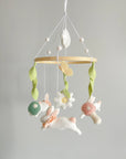 Fairy mobile with bunnies, mushrooms and butterflies