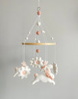Fairy mobile with bunnies in jabot and flowers