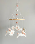 Fairy mobile with bunnies in jabot and flowers