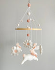 Fairy mobile with bunnies in jabot and flowers