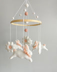 Fairy mobile with bunnies in jabot and flowers