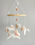Fairy mobile with bunnies in jabot and flowers