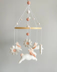 Fairy mobile with bunnies in jabot and flowers