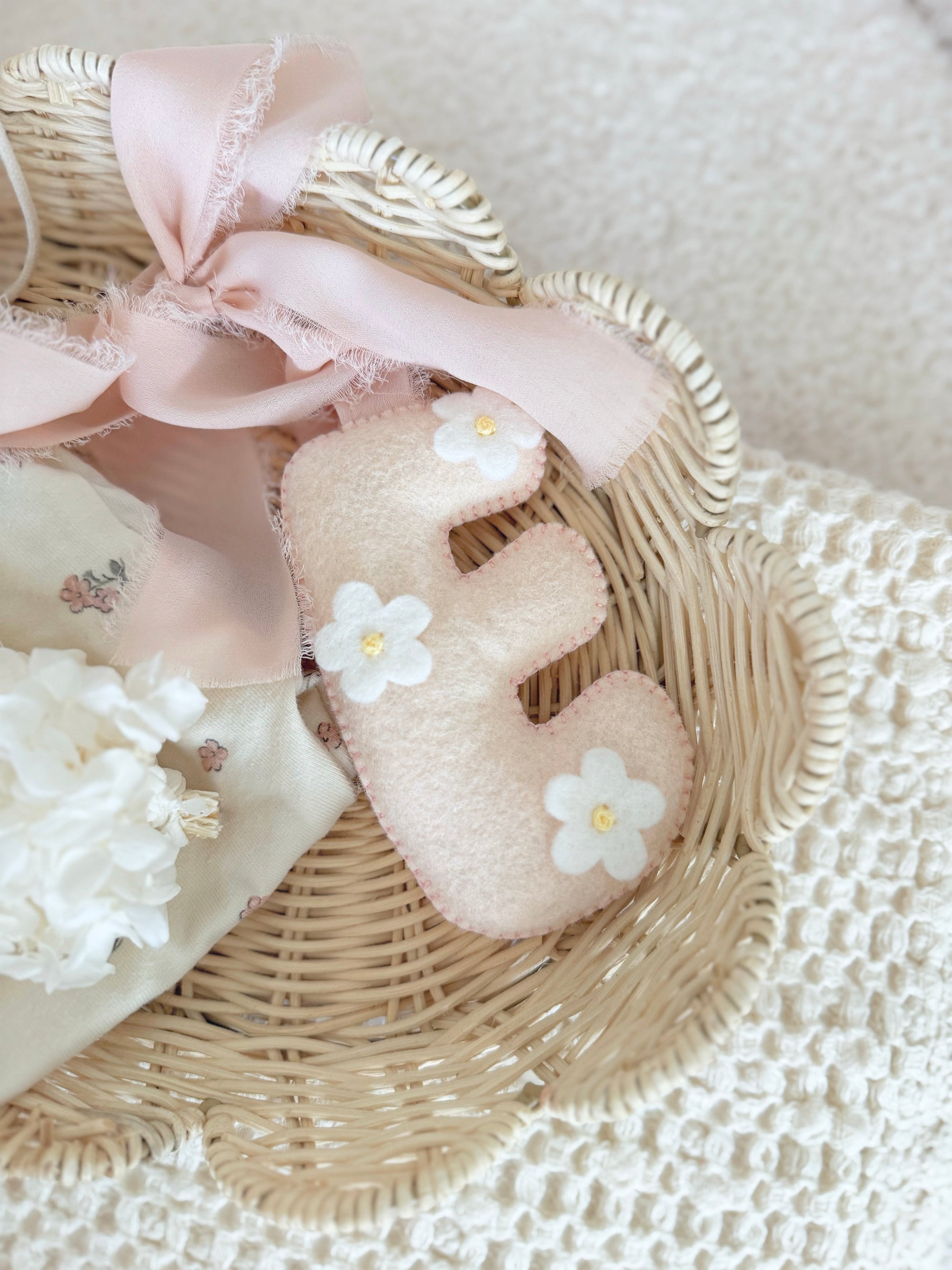 Felt letter with flowers