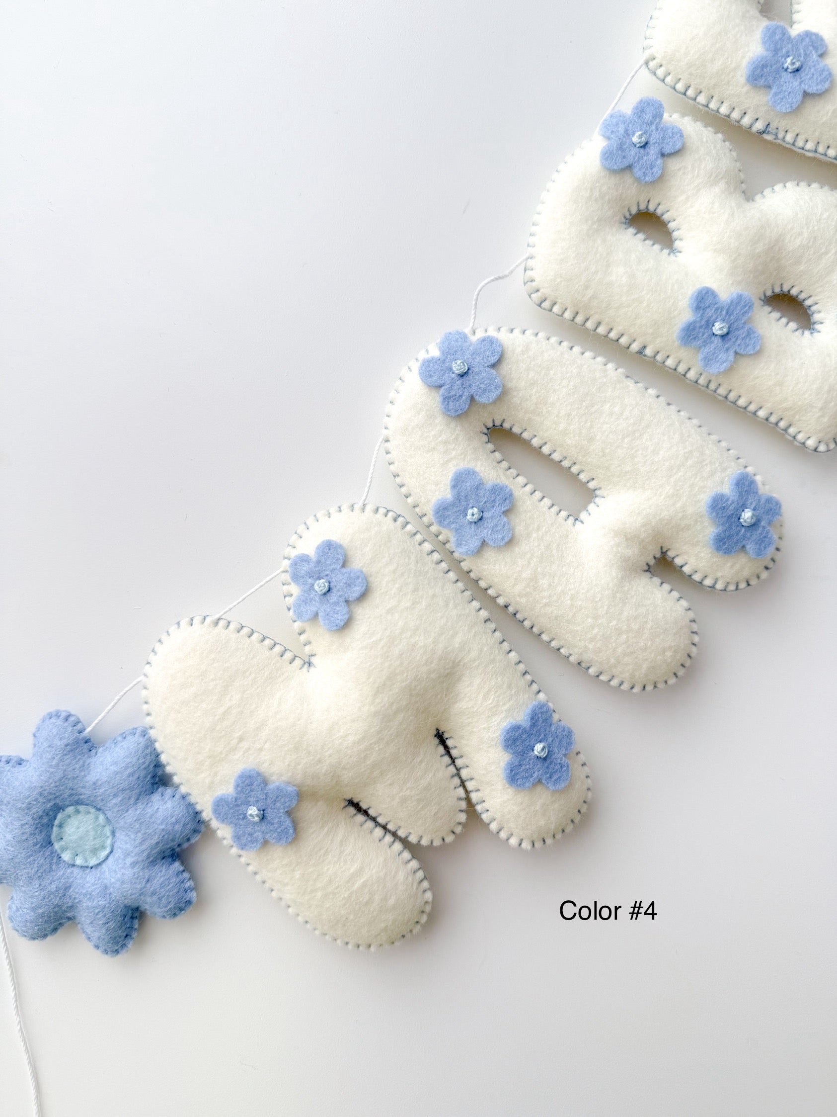 Name banner with blue flowers