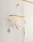 Bunny mobile with pink bows