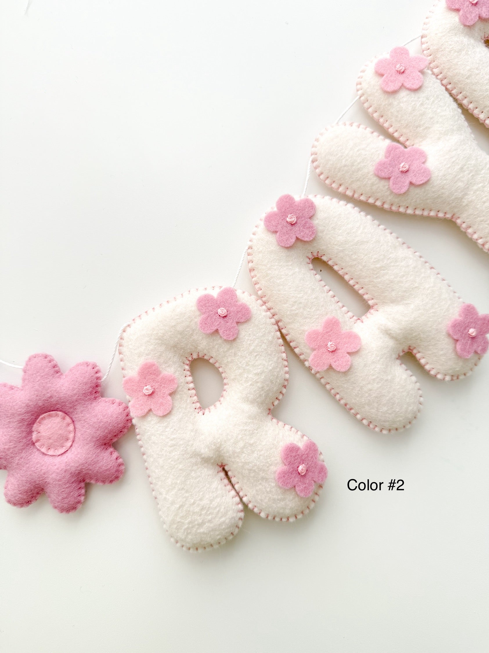Name banner with pink flowers