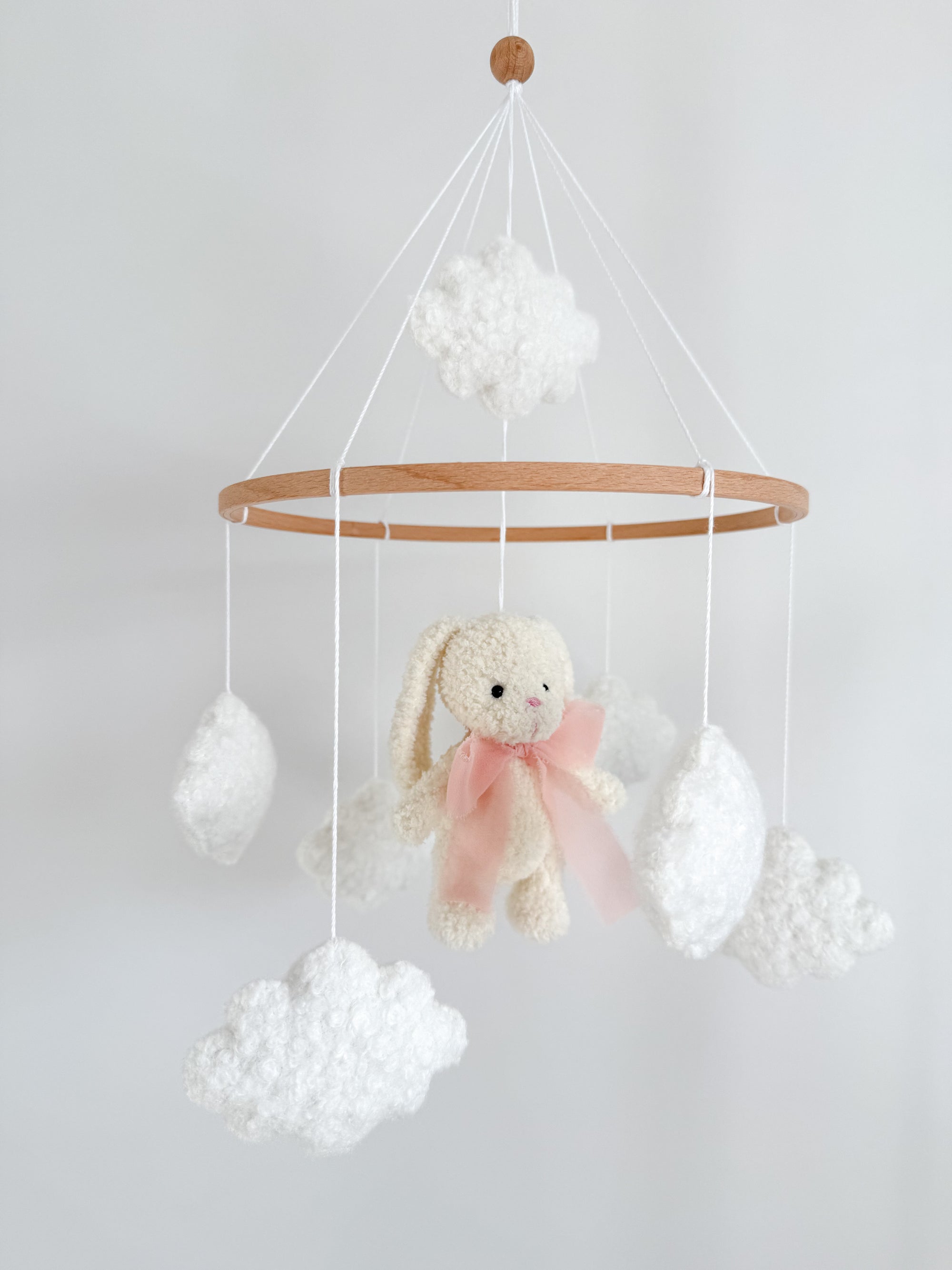 Boucle mobile with ivory teddy bunny