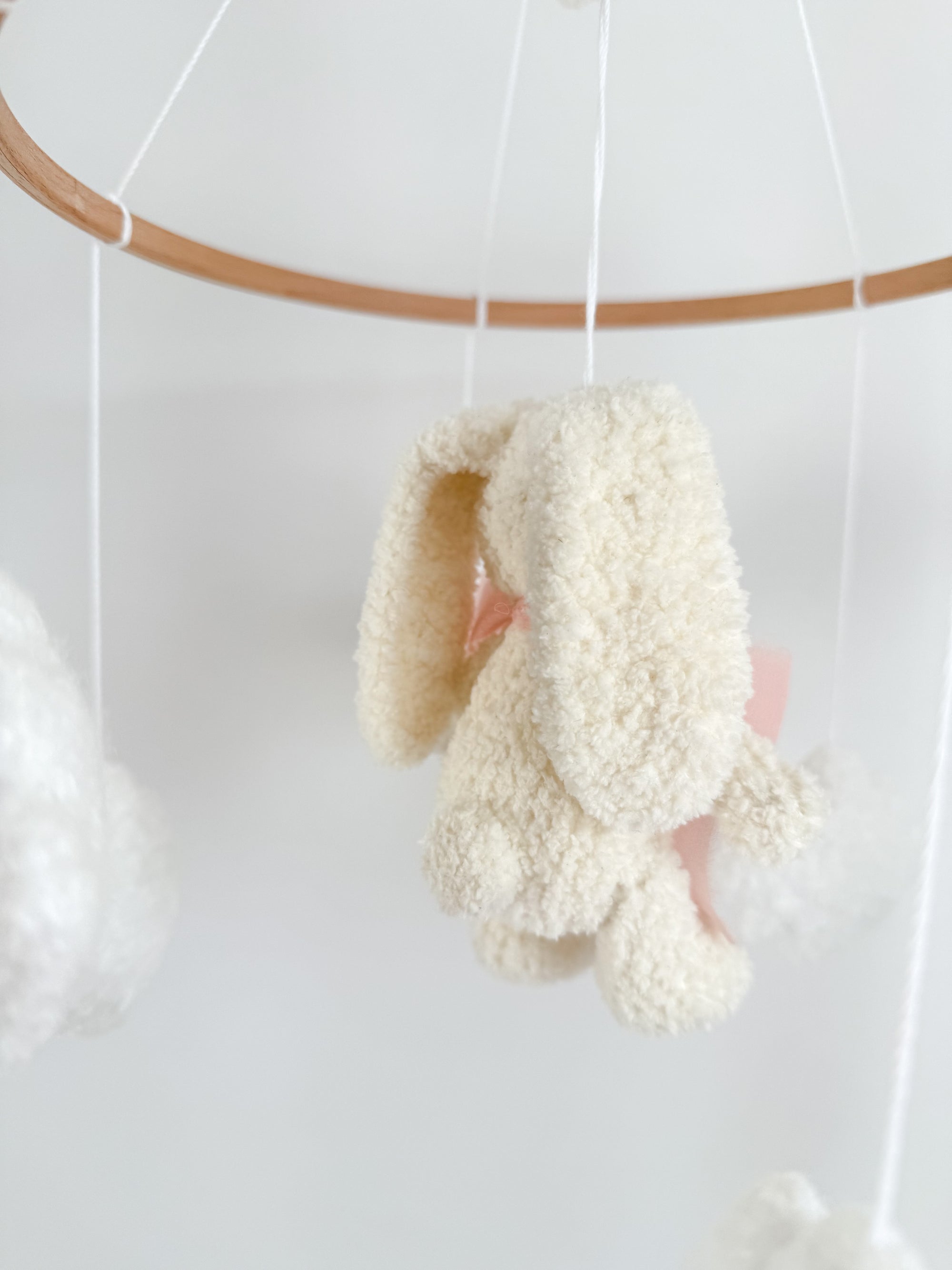 Boucle mobile with ivory teddy bunny