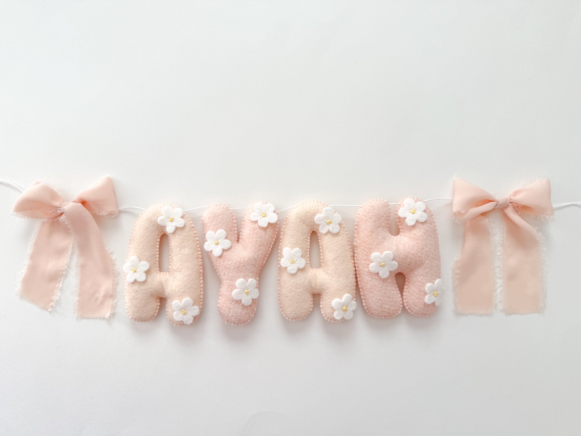 Flower name banner with bows