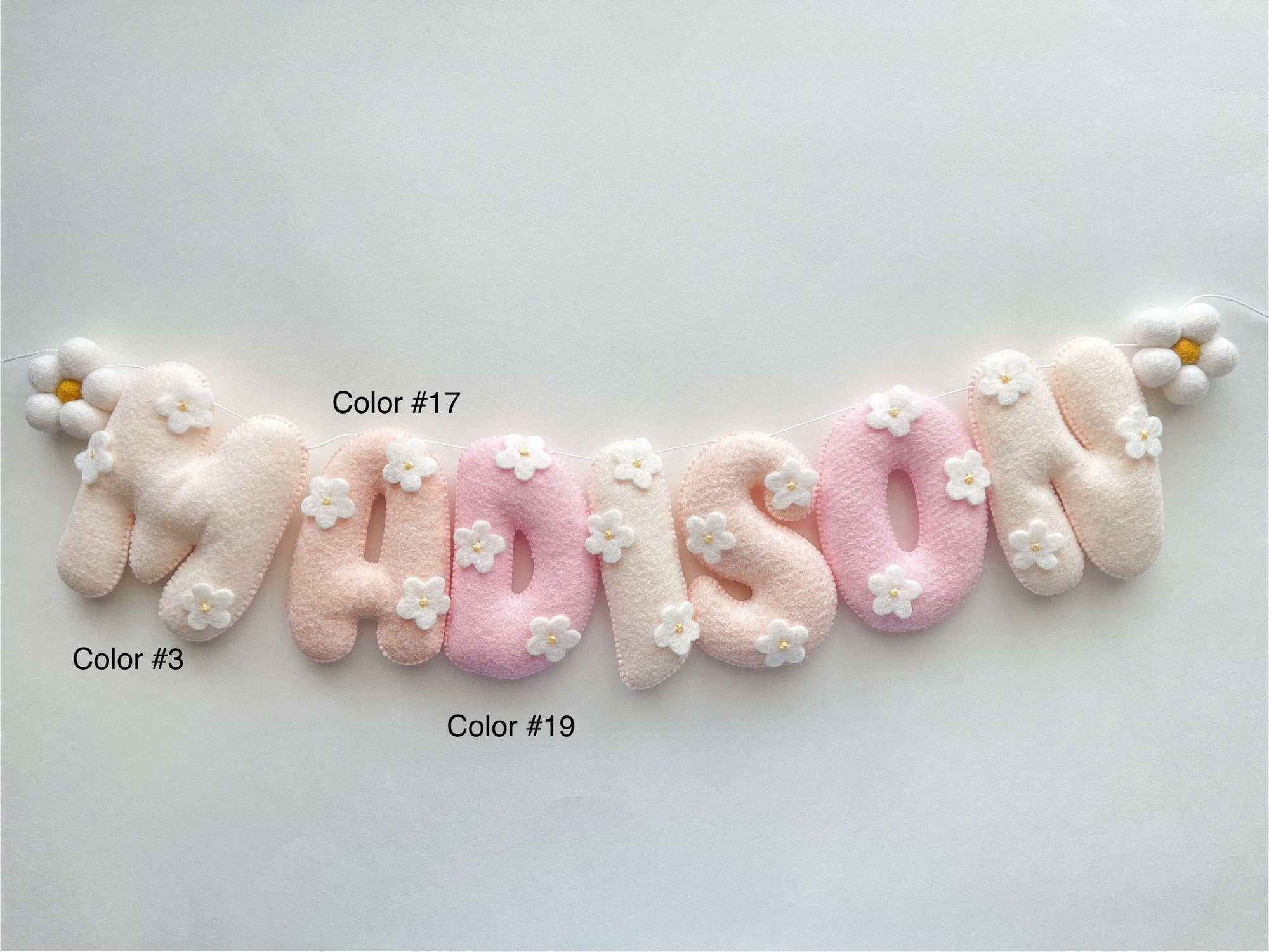 Name banner with daises