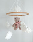 Boucle mobile with beige teddy bear