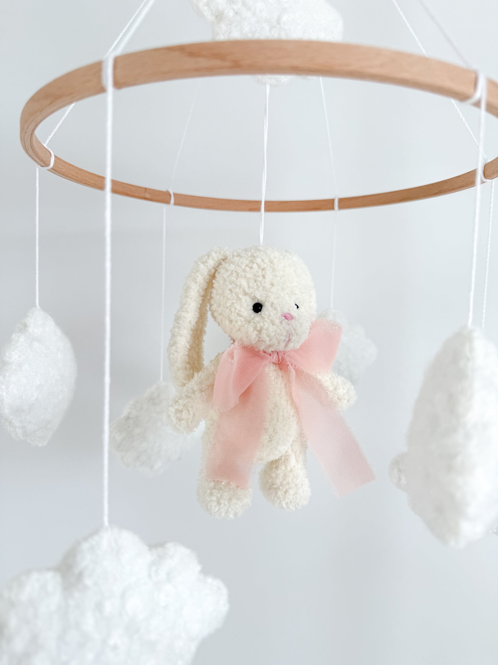 Boucle mobile with ivory teddy bunny