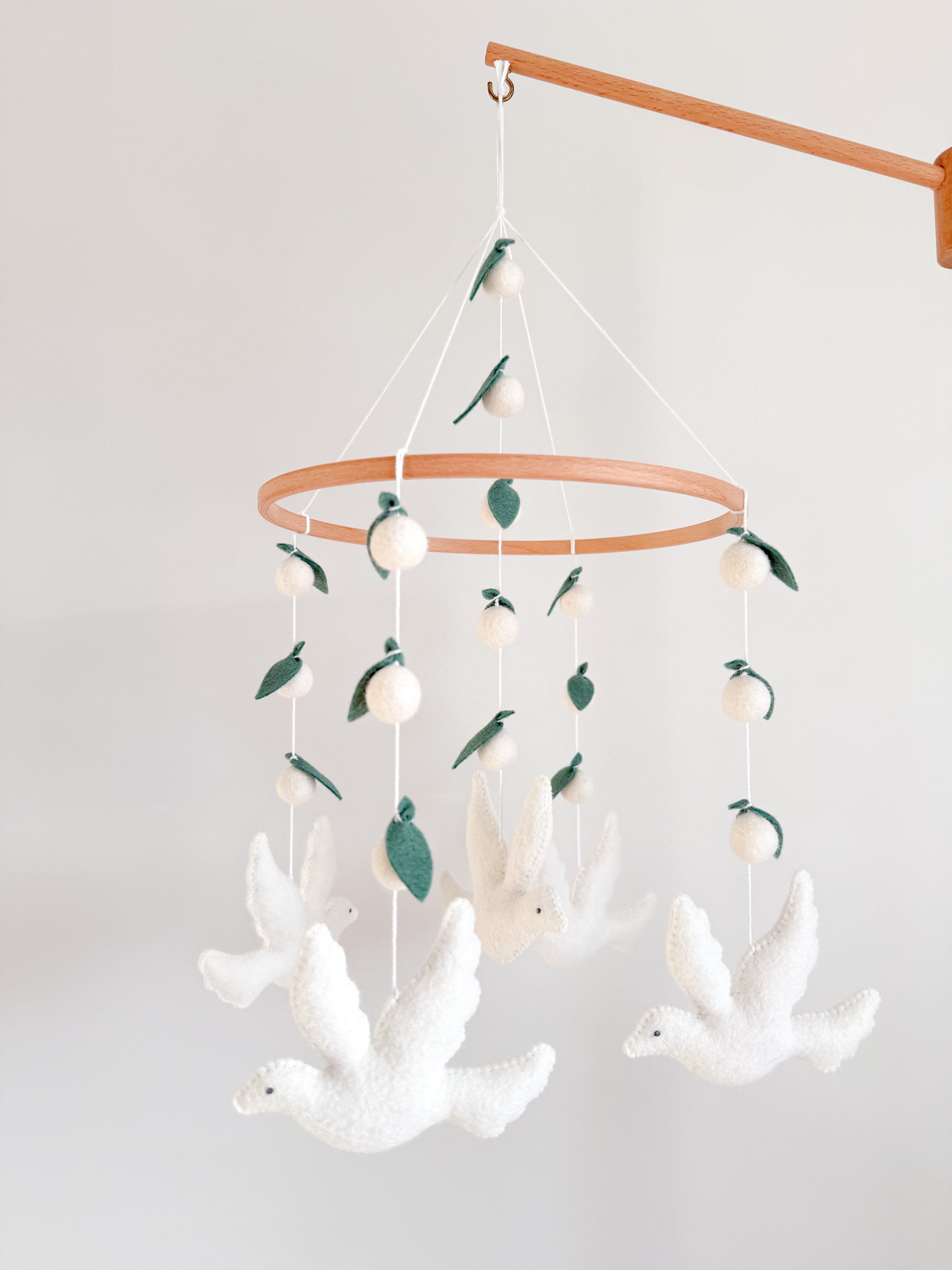 Dove mobile with leaves