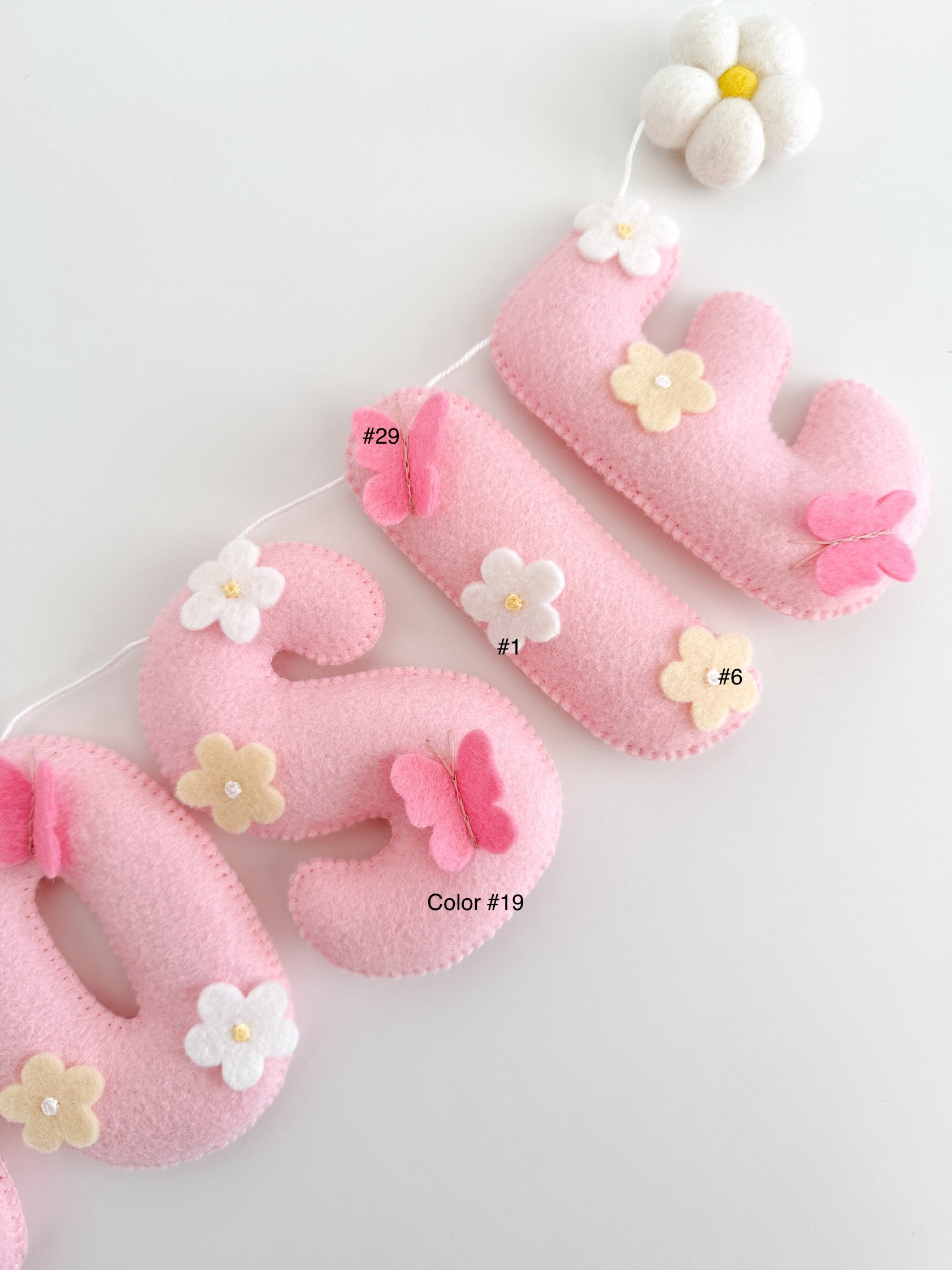 Name banner with flowers and butterflies