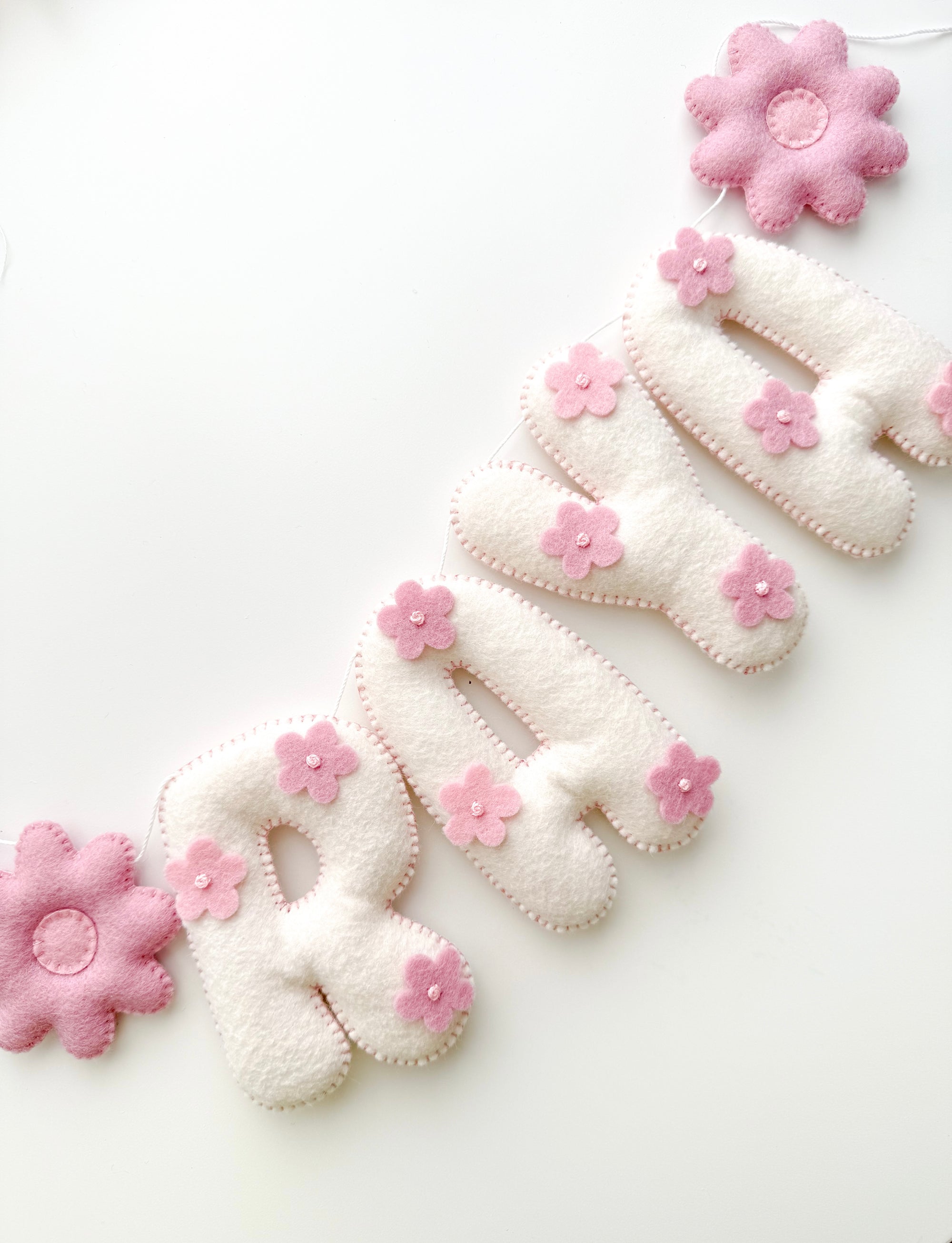 Name banner with pink flowers