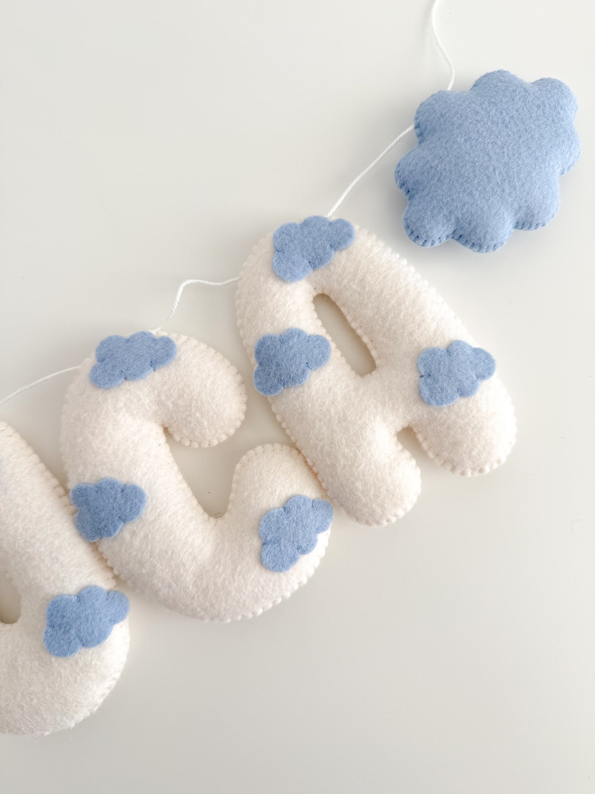 Name banner with clouds