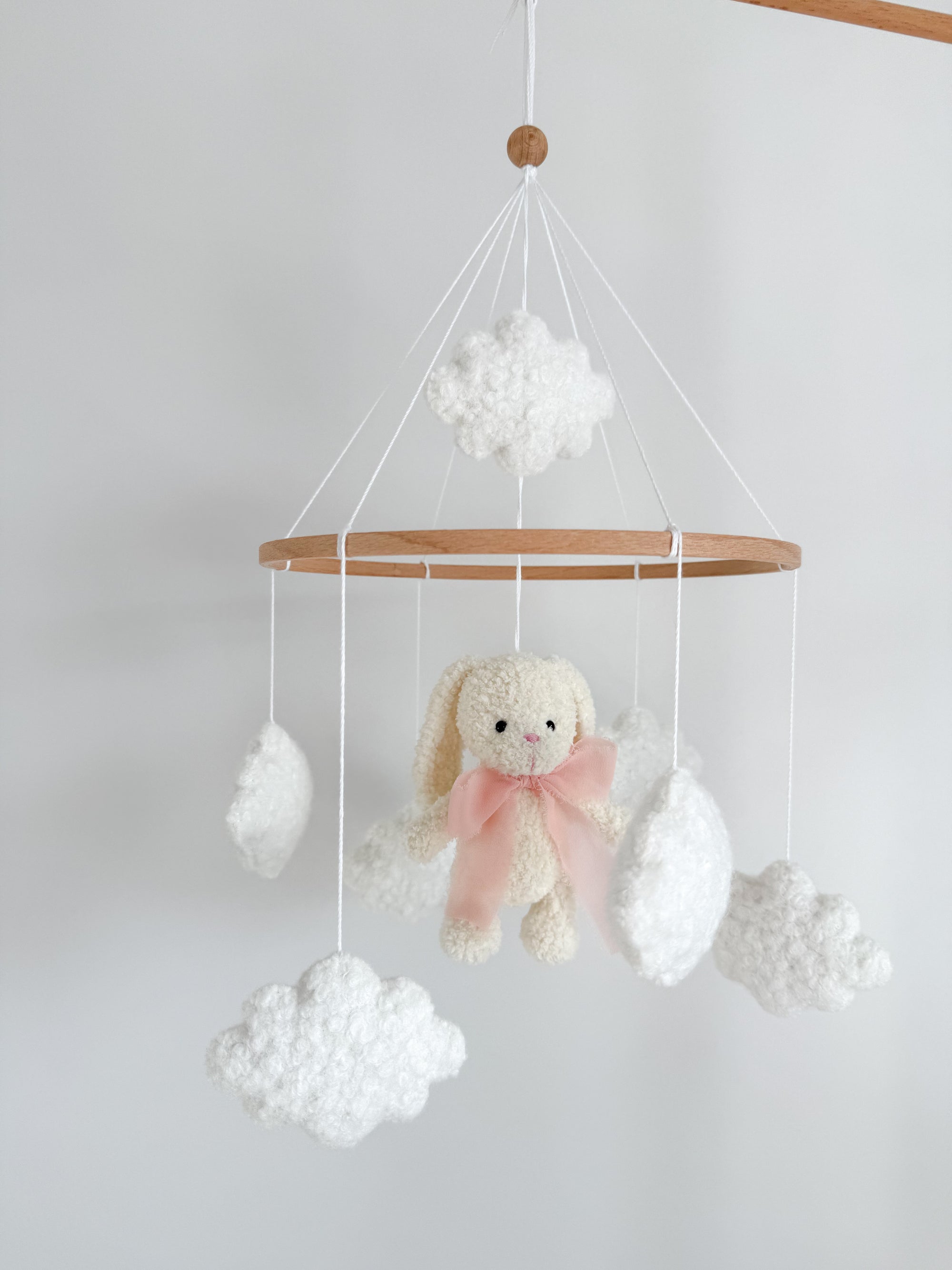 Boucle mobile with ivory teddy bunny