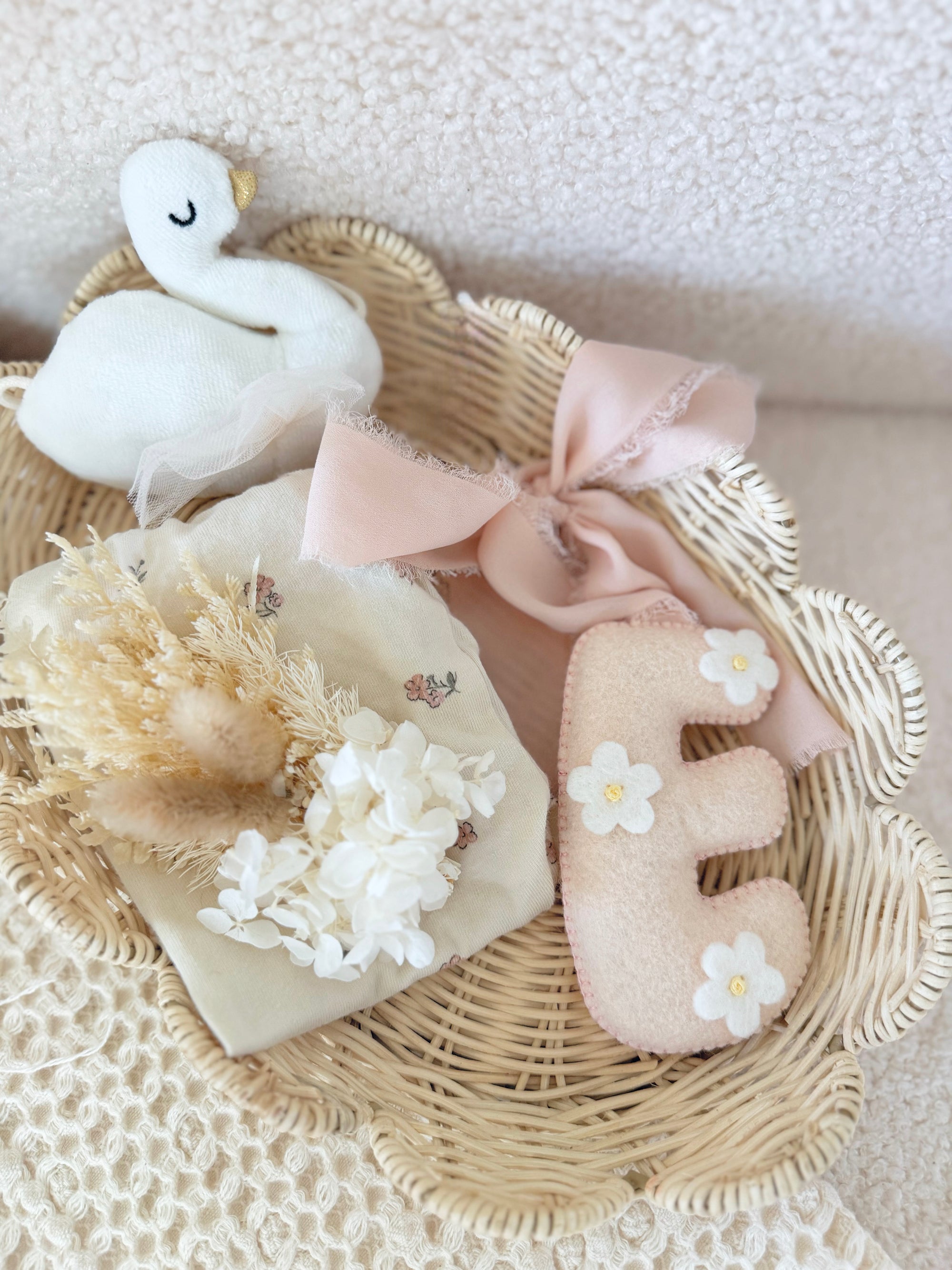 Felt letter with flowers