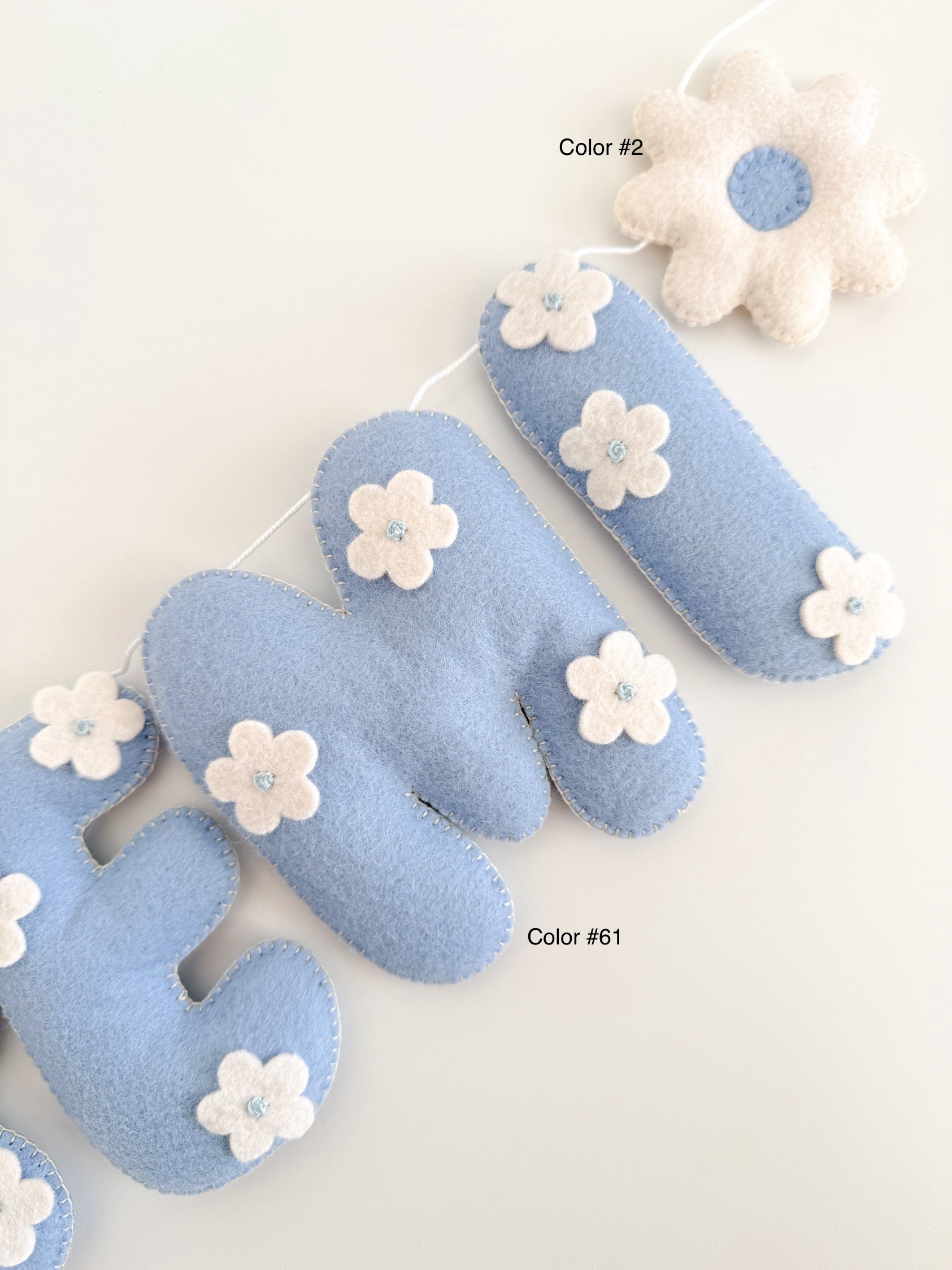 Name banner with blue flowers