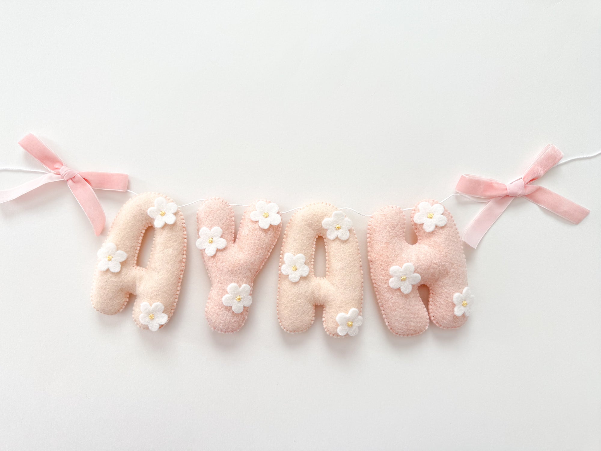Flower name banner with bows