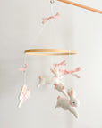 Bunny mobile with pink bows