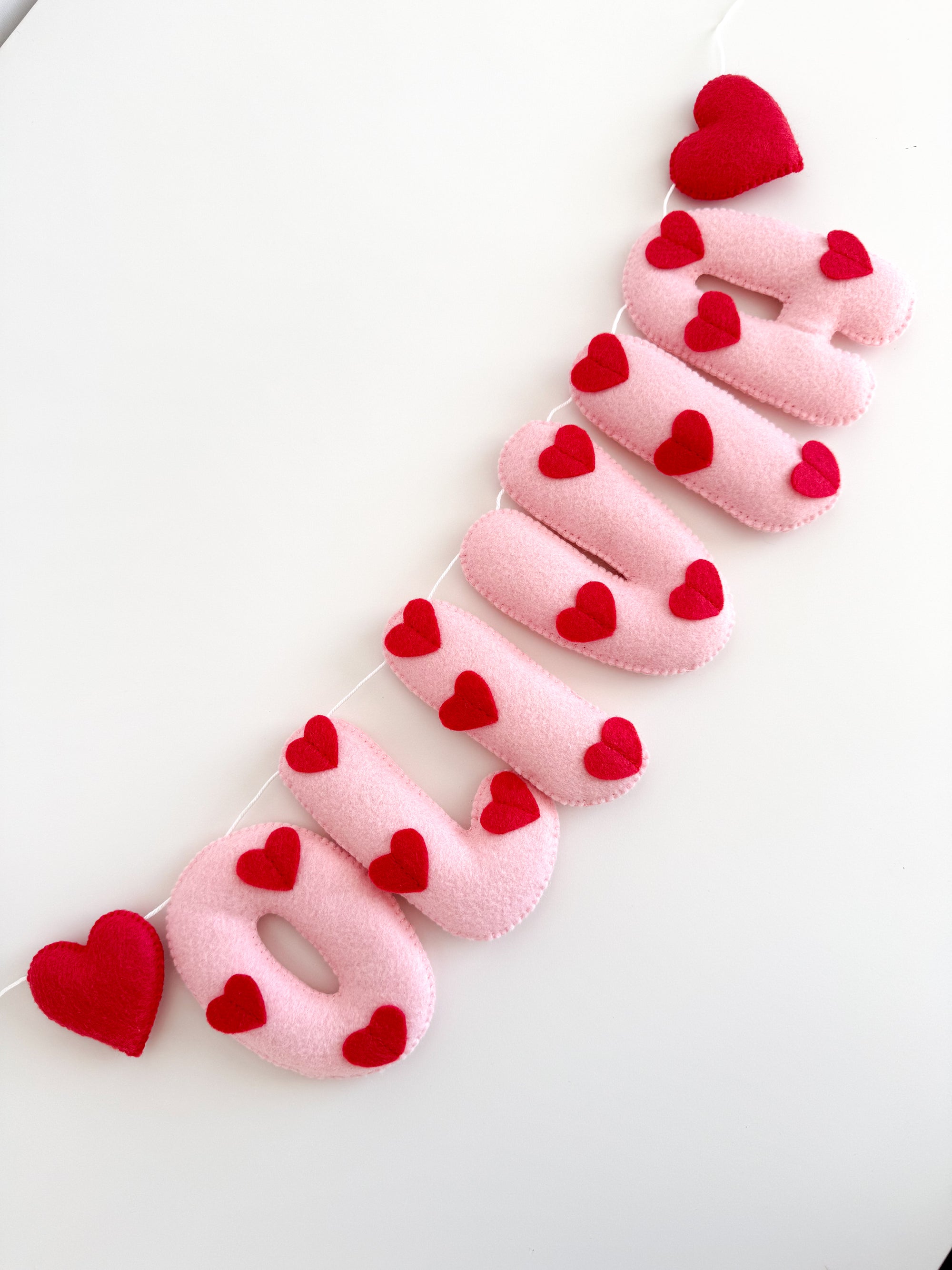 Name banner with hearts