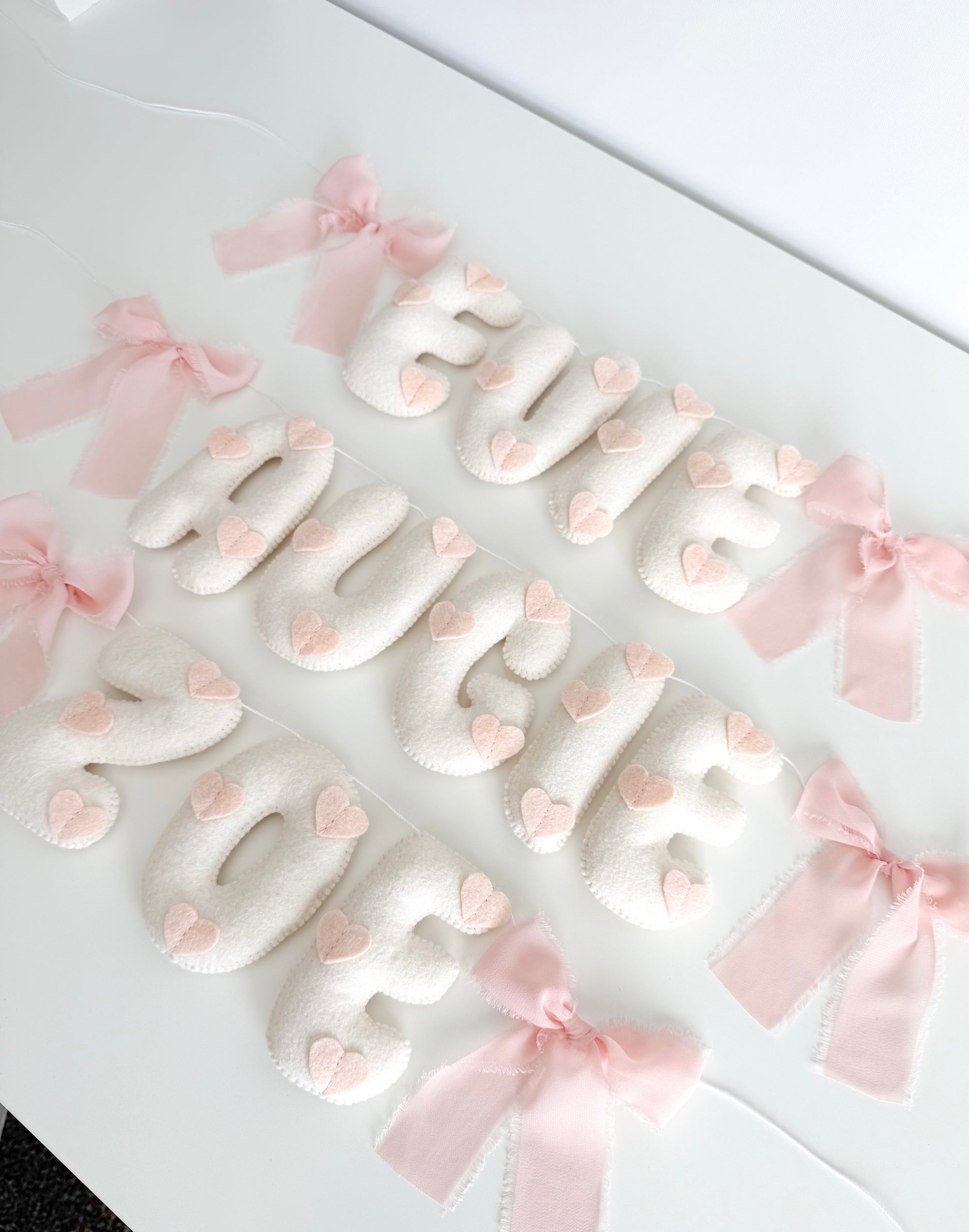 Name banner with hearts