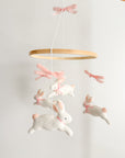 Bunny mobile with pink bows