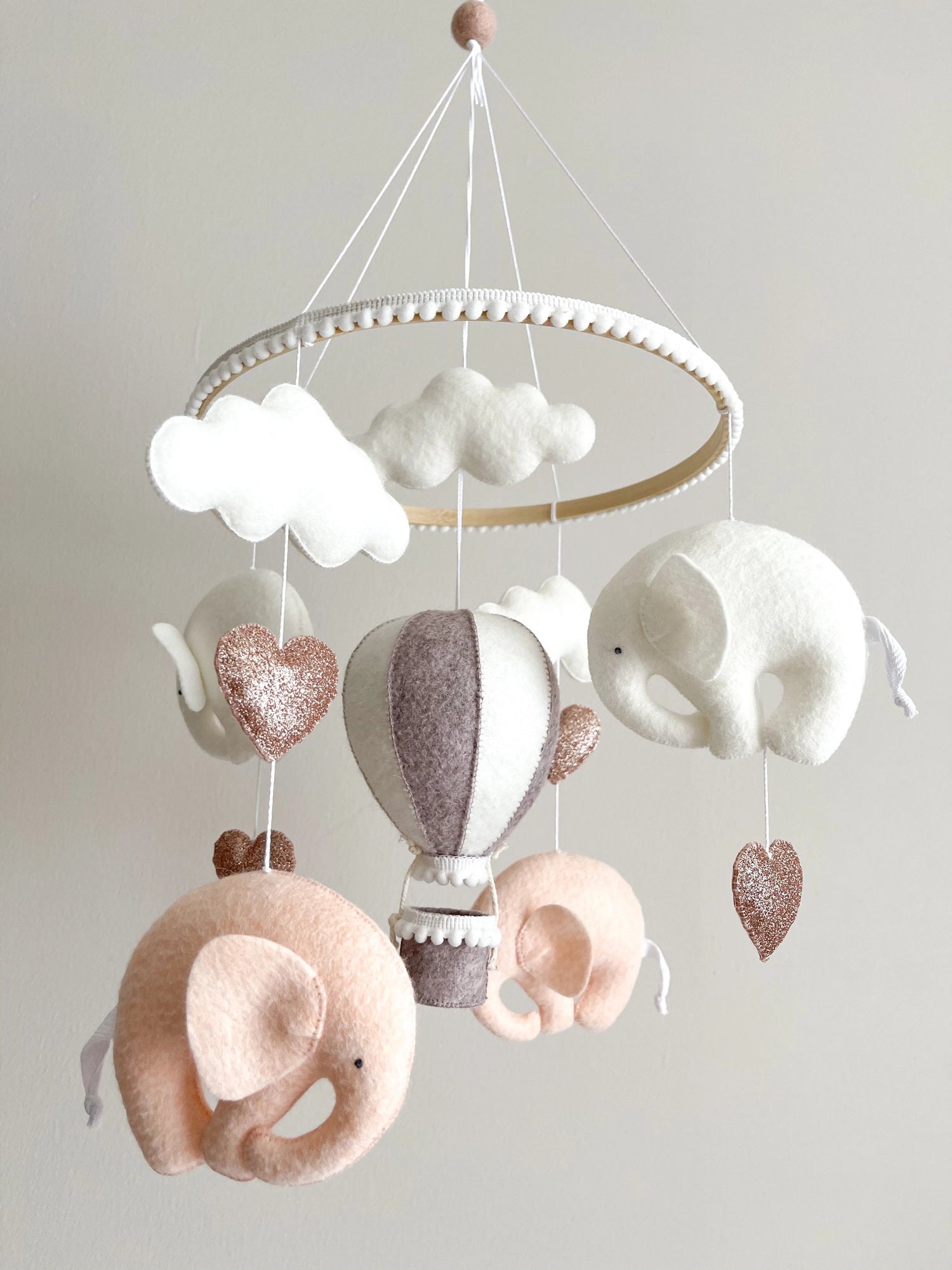 Elephant mobile for baby girl