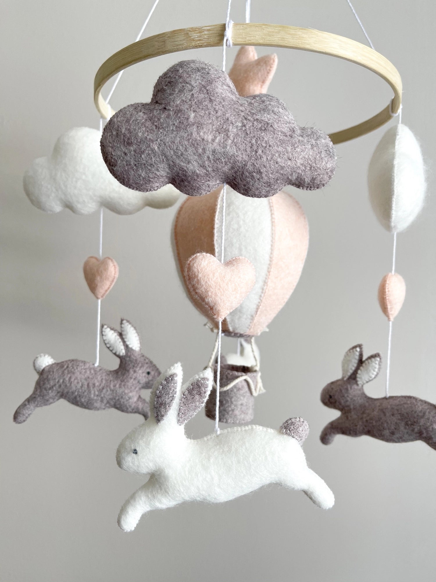Bunny mobile with pink air ballon