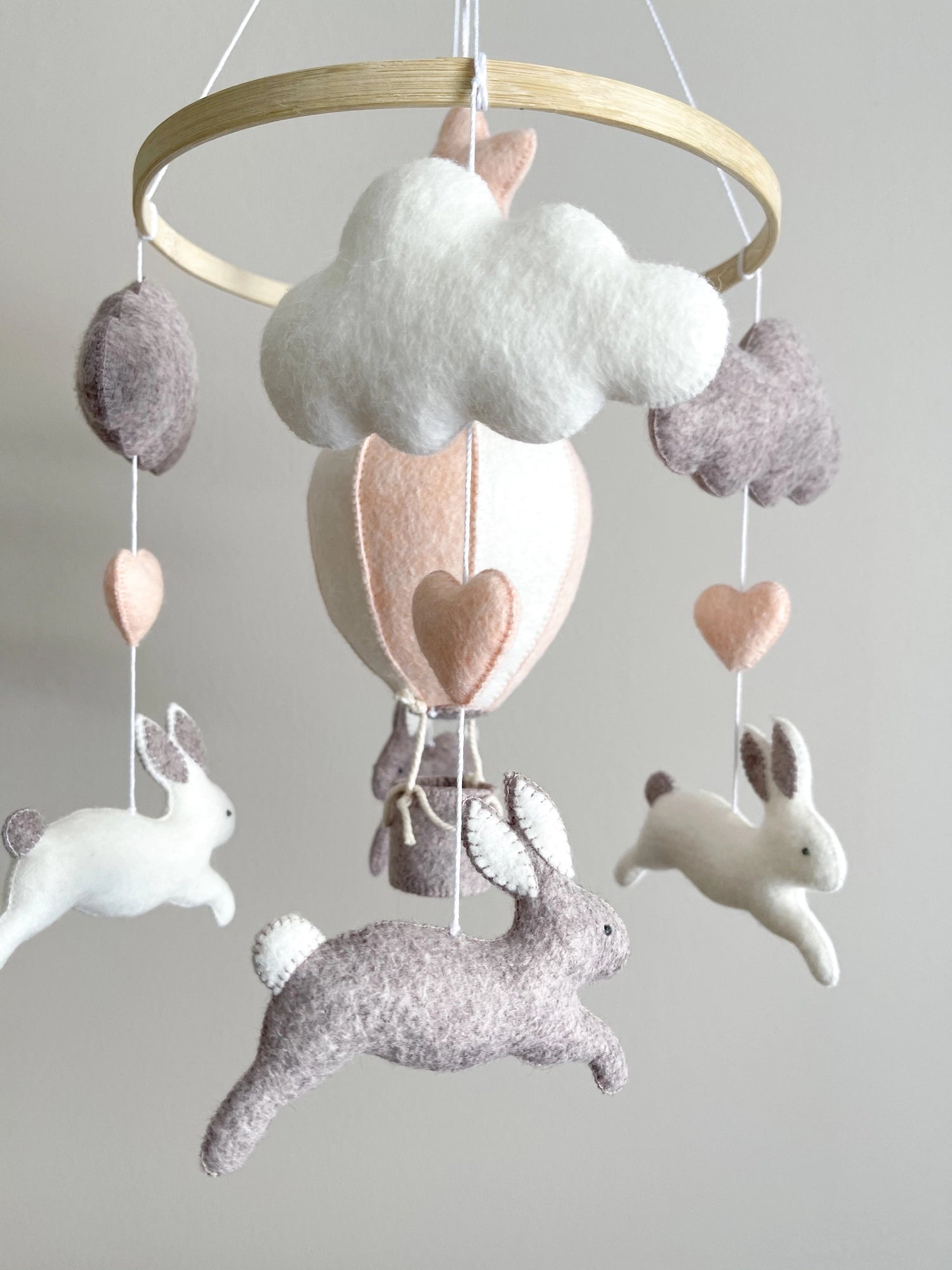 Bunny mobile with pink air ballon
