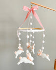 Fairy mobile with bunnies in jabot and pink bow