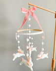 Fairy mobile with bunnies in jabot and pink bow