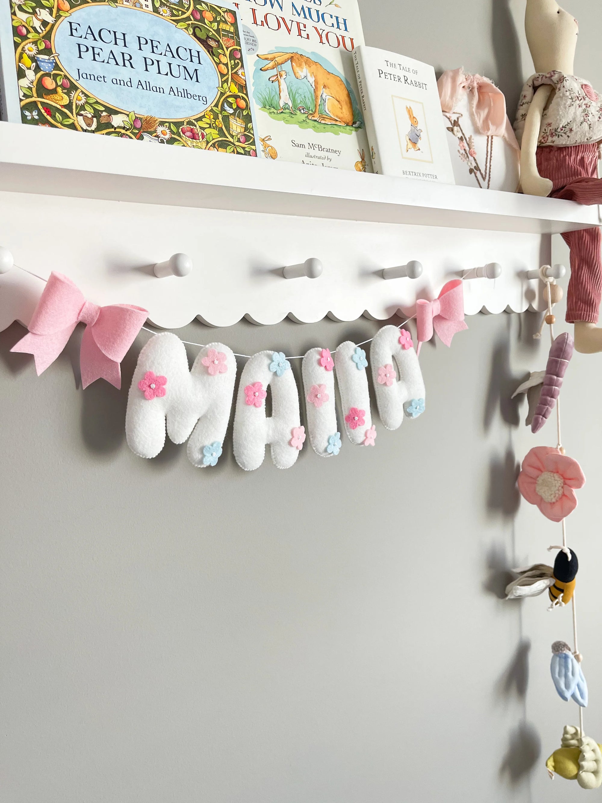 Name banner with flowers